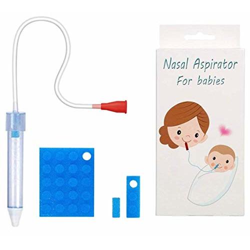 Baby Nasal Aspirator with 24 Hygiene Filters, Mucus Aspirator for Baby, Cleanable and Reusable Nasal Congestion Relief for Infant