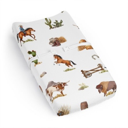 Sweet Jojo Designs Boy Changing Pad Sheet Country Western Taupe Brown and Cream