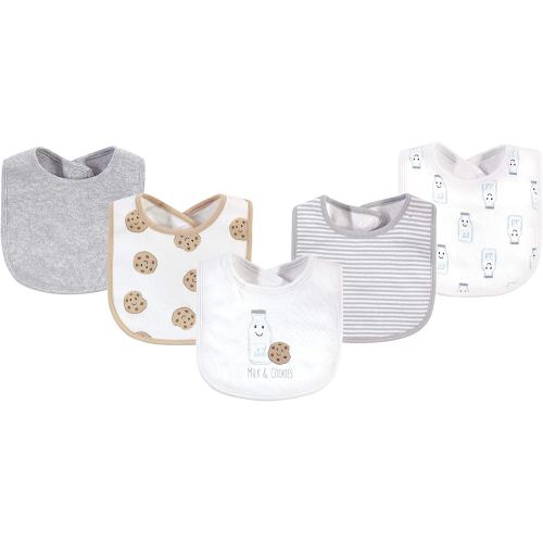 Touched by Nature Unisex Baby Organic Cotton Bibs, Milk Cookies, One Size