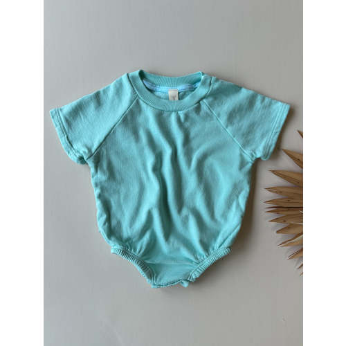 Bubble Romper | Aqua Blue | Organic Cotton Fleece