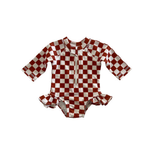 Stracciatella Checkerboard / Skipper Rashguard Swimsuit / UPF 50+ | 12-18M