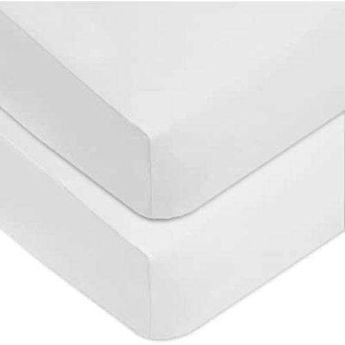 American Baby Company 2 Pack 100% Cotton Value Jersey Knit Fitted Crib Sheet for Standard Crib and Toddler Mattresses, White, for Boys and Girls