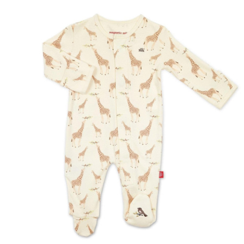 Magnetic Me 0-3M Cream Jolie Giraffe Organic Cotton Magnetic Footie