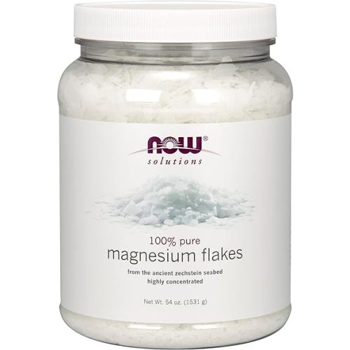 NOW Foods Solutions, Magnesium Flakes, 100% Pure, from the Ancient Zechstein Seabed, Highly Concentrated, 54-Ounce