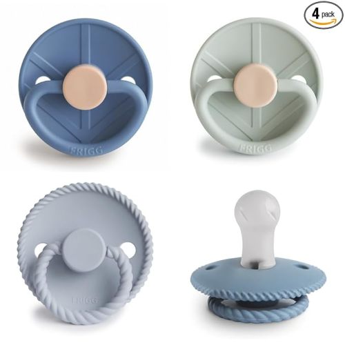 FRIGG SilkySoft Silicone Baby Pacifier 4-Pack Skyline Serenity | Made in Denmark | BPA-Free (0-6 Months)