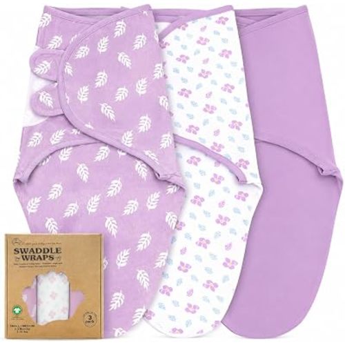 Swaddles for Newborns – 3-Pack Infant Swaddles 0-3 Months – Adjustable Swaddle Sleep Sack – Soft Organic Cotton Baby Wrap for Safe & Cozy Sleep