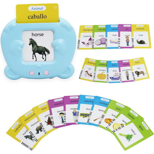 Spanish and English Pocket Speech Therapy Toys with 224 Sight Words, Bilingual Flashcards for Preschool Learning, Gifts for Toddlers
