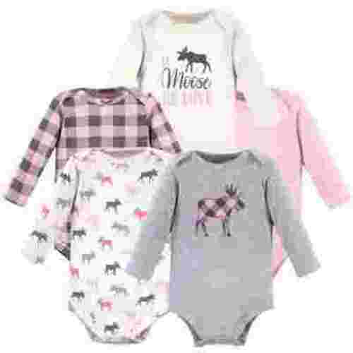 Hudson Baby Cotton Long-Sleeve Bodysuits, 5-Pack, Newborn- 24 Months