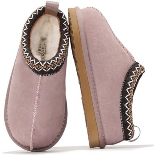 Project Cloud Genuine Leather & Australian Shearling Slippers for Kids - Memory Foam Fuzzy & Non-Slip Fluffy Slippers Girls Footwear & Boys Footwear, Kids Unisex Shoe (Dream Warm)