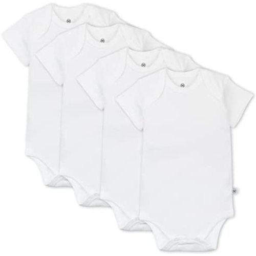 HonestBaby unisex-baby 4-pack Short Sleeve Bodysuits One-piece 100% Organic Cotton for Infant Baby Boys, Girls, Unisex