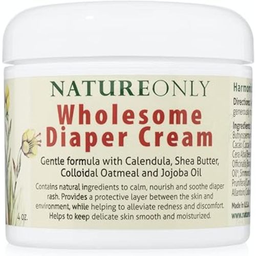 Nature Only Wholesome Diaper Cream. Calm, Nourish and Soothe Diaper Rash. Natural & Organic - 4 oz (Pack of 1)