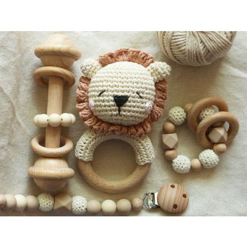 Natural Wooden Toys, Crochet Rattles, Baby Gifts, Baby Sensory Toys, Crochet Baby Shower Gifts, Lion Rattles, Baby Toys,christmas Gifts - Etsy