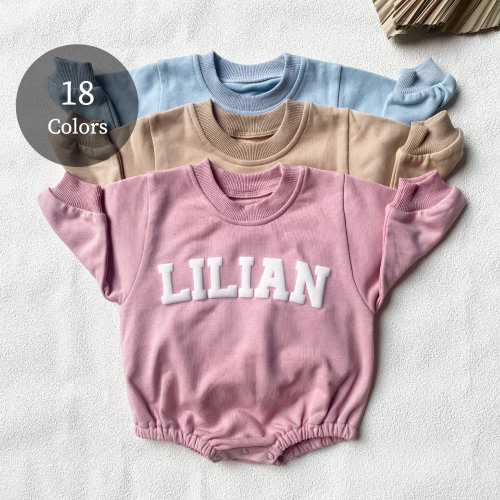 Custom Puff Name Baby Sweatshirt Bodysuit, Personalized Bubble Romper, Baby Shower Gift, Minimalist Baby Birthday, Baby Christmas Gift