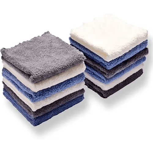 Baby Washcloths 12 Pack 12x12 Inches Microfiber Coral Fleece Extra Absorbent and Soft for Newborns, Infants and Toddlers-3