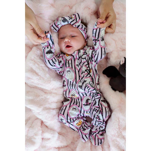 Halloween Glow-in-the-Dark Knit Large Bow Headwrap in Galloween | Caden Lane