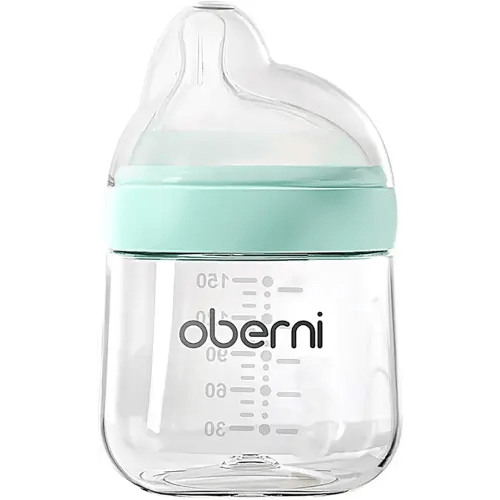 PP Baby Bottles, Anti Colic Breastfeeding Bottles with Natural Response Nipples, Wide Neck Slow Flow Baby Bottle for Babies, Newborn,0-6 Months, BPA Free-Off-Centered Nipple (5 Ounce, Blue, PP)