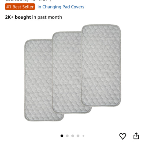 BlueSnail Quilted Thicker Waterproof Changing Pad Liners 3 Count(Gray 13” x 27”)