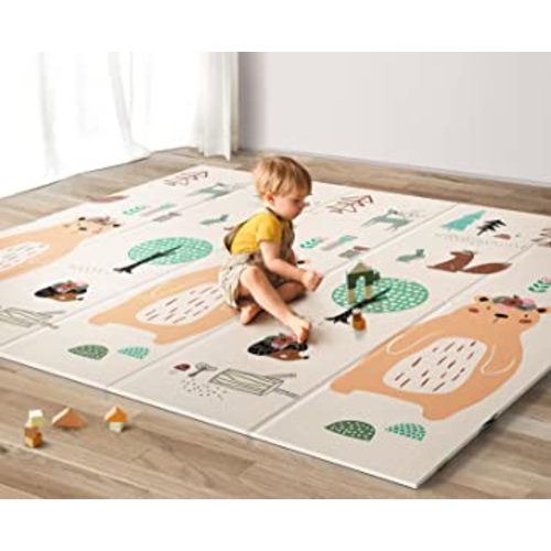 UANLAUO Foldable Baby Play Mat, Extra Large Waterproof Activity Playmats for Babies,Toddlers, Infants, Play & Tummy Time, Foam Baby Mat for Floor with Travel Bag, Indoor Outdoor Use (71" x 79")