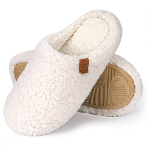 EverFoams Women's Fuzzy Slip-on Slippers Soft Comfy Memory Foam Indoor House Shoes