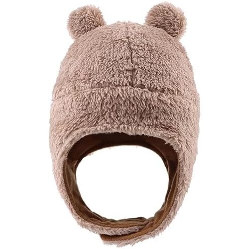 Bear Baby Winter Hat Toddler Earflap Beanie Unisex Infant Snow Cap Warm Fleece Kids Trapper Hats for Girls Boys 0-36M