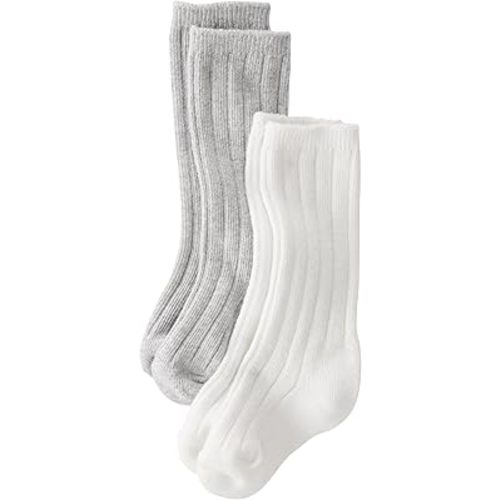 little planet by carter's Unisex-Baby Multipack No Slip Socks, Knee High Cream Grey, 0-3
