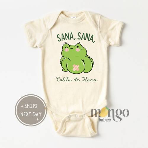 Cute Baby Onesies® Brand Sana Sana Colita de Rana Baby Outfit Cute Spanish Newborn Infant Outfit for Latina Kids Tee Latino Kids Tshirt Frog