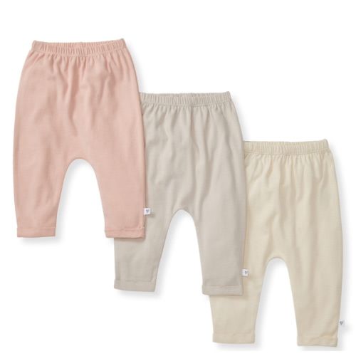 Solid Organic Cotton Baby Pants 3 Pack Pink Sand