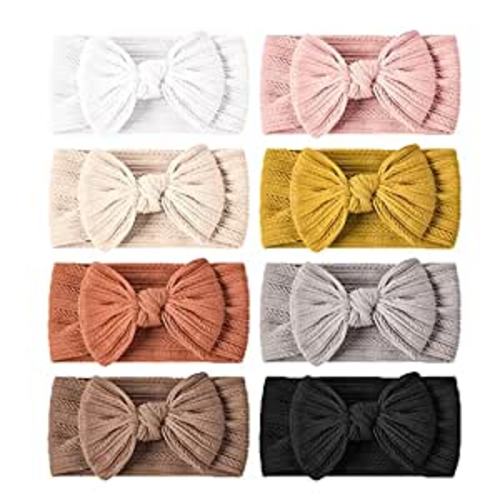 Amazon.com: Niceye Handmade Baby Headbands Stretchy Nylon Headband with Bows for Newborn Infant Baby Toddler Girls- Pack of 8 : Baby