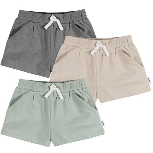 Gerber Baby Girls' Knit Shorts, Green/Oatmeal/Dk Grey Heather, 0-3 Months, 3-Pack