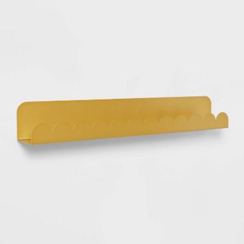 Metal Luxe Kids' Wall Shelf Gold - Pillowfort™: Scalloped Floating Iron Wall Organizer, 24" Wide
