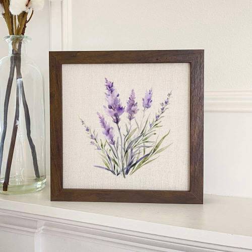 Watercolor Lavender - Framed Sign, Home Decor, Summer, Floral, 9" x 9" Wood Frame