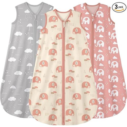 Yoofoss Baby Sleep Sack 6-12 Months 0.5 Tog Wearable Blanket for Baby, 3 Pack 100% Organic Cotton Infant Toddler Sleeping Sack 2-Way Zipper Lightweight Sleep Sack