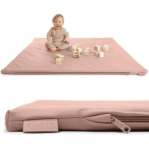 Stylish Vegan Leather Baby Play Mat - Soft, Easy to Clean Floor Mat Creates A Safe Play Area for Your Baby - The Perfect Modern Foam Playmat Fits Nicely with Your Kids Playroom Or Home Decor