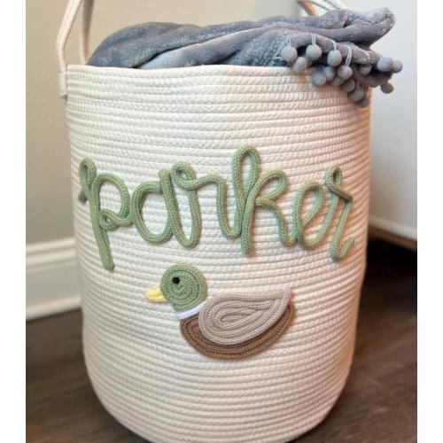 Duck Basket | Personalized Name Basket | Customized Rope Basket | Custom Gift Basket | Baby Shower Gift | Toy Storage Basket | Mallard
