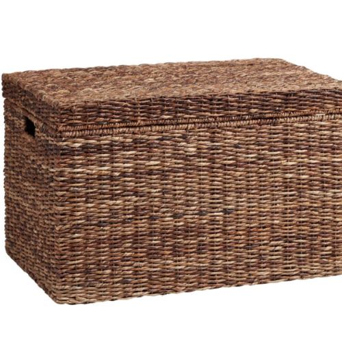 Madras Dark Brown Abaca Storage Trunk - World Market