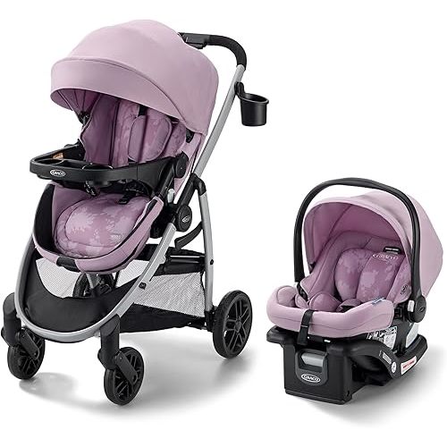 Graco Modes Pramette 3-in-1 Travel System, Car Seat Stroller Combo, Rear Facing Infant Car Seat, Infant Pramette to Toddler Stroller, Lilac Mod