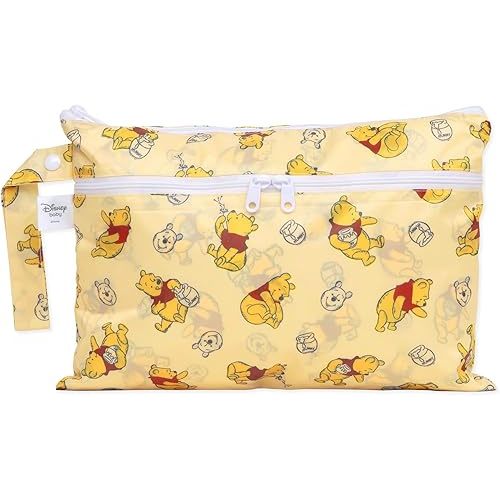 Bumkins Disney Waterproof Wet Dry Clutch Bag for Baby, Travel, Swim Suit, Cloth Diapers, Pump Parts, Pool, Gym Clothes, Toiletry, Hook to Stroller, Daycare, Packing Pouch, Zip Bag, Winnie the Pooh