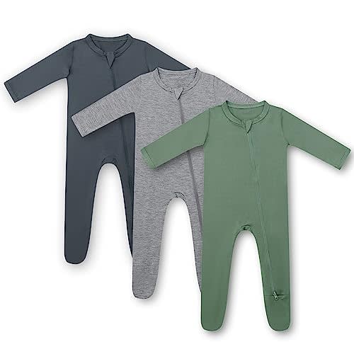 HAPIU Rayon from Bamboo Baby Footed Pajamas, 2 Way Zipper YKK, Footie for Baby Boy Girls, Newborn-24 Months