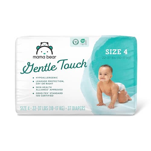 Amazon Brand - Mama Bear Gentle Touch Diapers, Hypoallergenic, Size 4, 37 Count, White