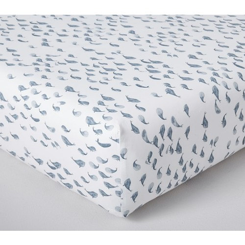 Organic Watercolor Whale Crib Sheets | Pottery Barn Kids