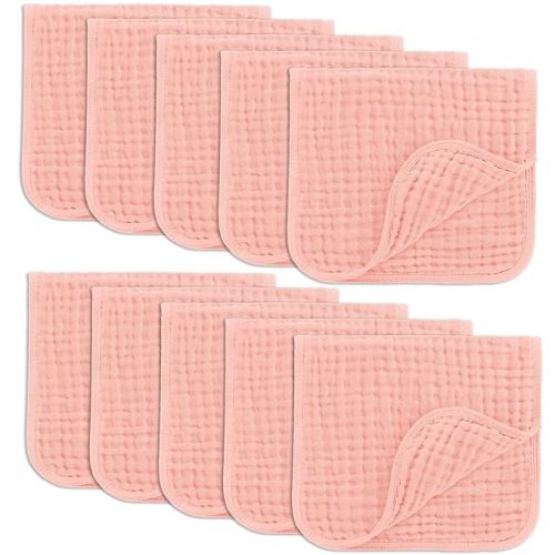 Comfy Cubs Muslin Burp Cloths 20" x 10", Pack of 10 - Large, 6-Layer, Ultra Absorbent 100% Cotton for Baby Drool and Messes - Soft, Safe & Gentle Baby Burp Cloths for Boys & Girls - Lace