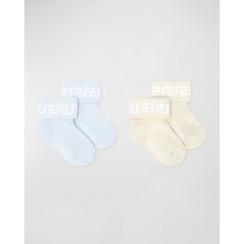 Boy's 2-Pack Greca Trim Socks, Size Newborn-12M