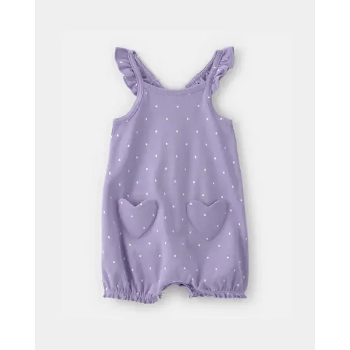 Baby Girl Polka Dots Sleeveless Romper - Purple | Carter's