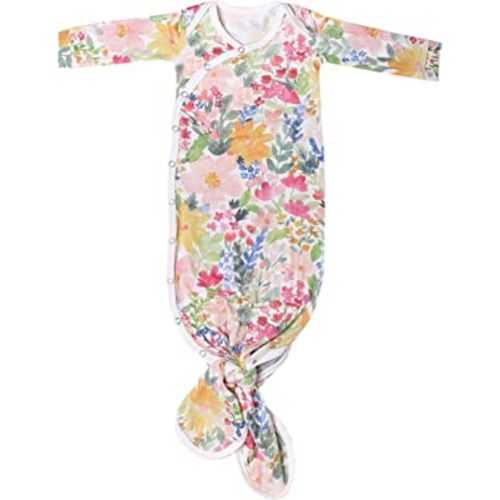 Copper Pearl Baby Gown - Knotted Newborn Sleepers for Baby Boy and Girl, Soft Stretchy Long Sleeve Infant Gowns with Bottom Tie and Hand Mittens, Perfect Hospital Coming Home Outfit (Lark)