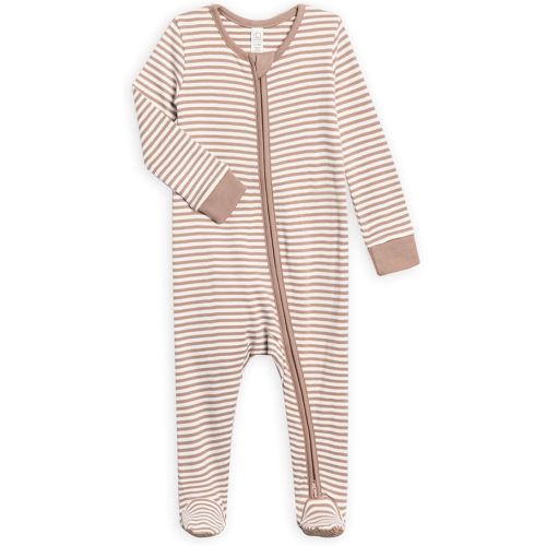 Zip-Up Footed Sleeper with 2-Way Zipper - Newborn Organic Cotton Pajamas