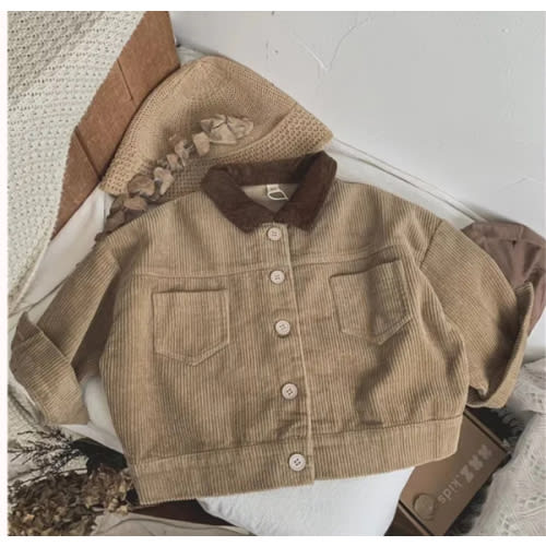 Kid Solid Color Corduroy Lapel Jacket
