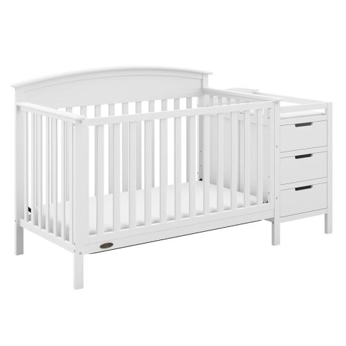 Graco Benton 5-in-1 Convertible Crib and Changer (White) – Crib and Changing -Table Combo, Includes Water-Resistant Changing Pad, 3 Drawers, Converts to Toddler Bed, Daybed and Full-Size Bed