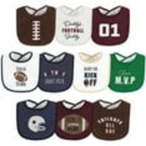 Hudson Baby Machine Washable and Absorbent Cotton Baby Bib, Football
