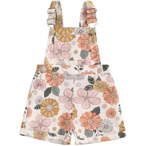 Ayalinggo Toddler Baby Girl Sunflower Print Overalls Shorts with Pocket Suspender Trousers Cute Summer Clothing Outfit