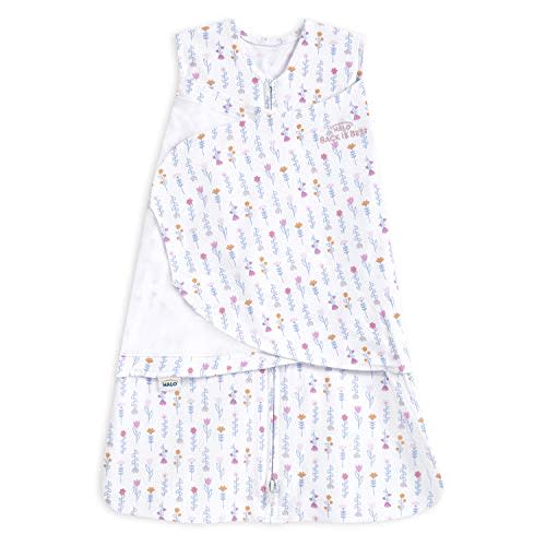 HALO 100% Cotton Sleepsack Swaddle, 3-Way Adjustable Wearable Blanket, TOG 1.5, Flower Garden, Small, 3-6 Months